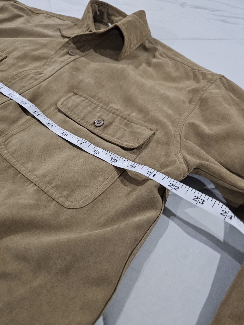 Knightsbridge Faux Suede Long Sleeve Button Down Shirt Small Polyester